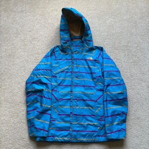 The North Face Hyvent Jacket Triclimate‎ Ski Waterproof Lightweight Blue Striped